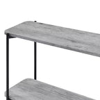 Table console de canapé à 2 étagères, acier et MDF style industriel-rustique, finition noir sablé et gris clair