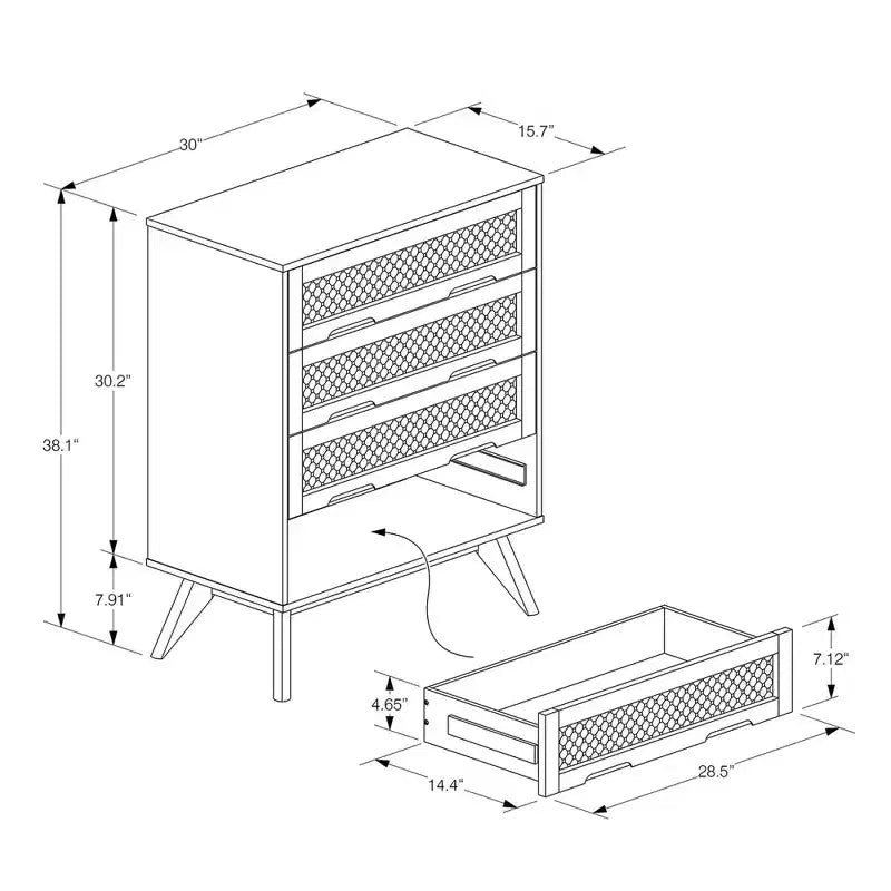 Coffre en rotin synthétique : Rangement 4 tiroirs pour chambre à coucher