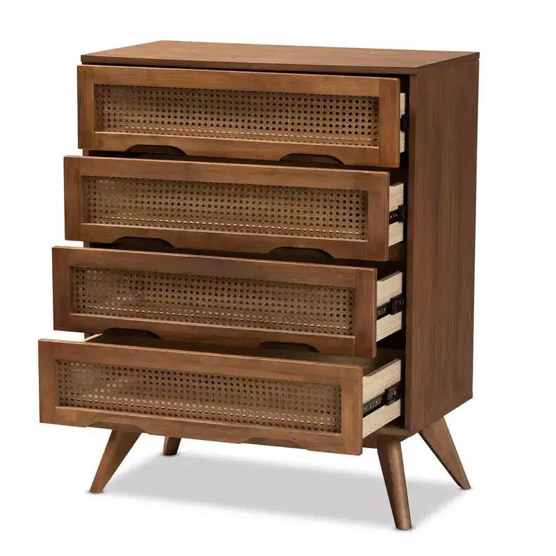 Coffre en rotin synthétique : Rangement 4 tiroirs pour chambre à coucher