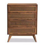 Coffre en rotin synthétique : Rangement 4 tiroirs pour chambre à coucher