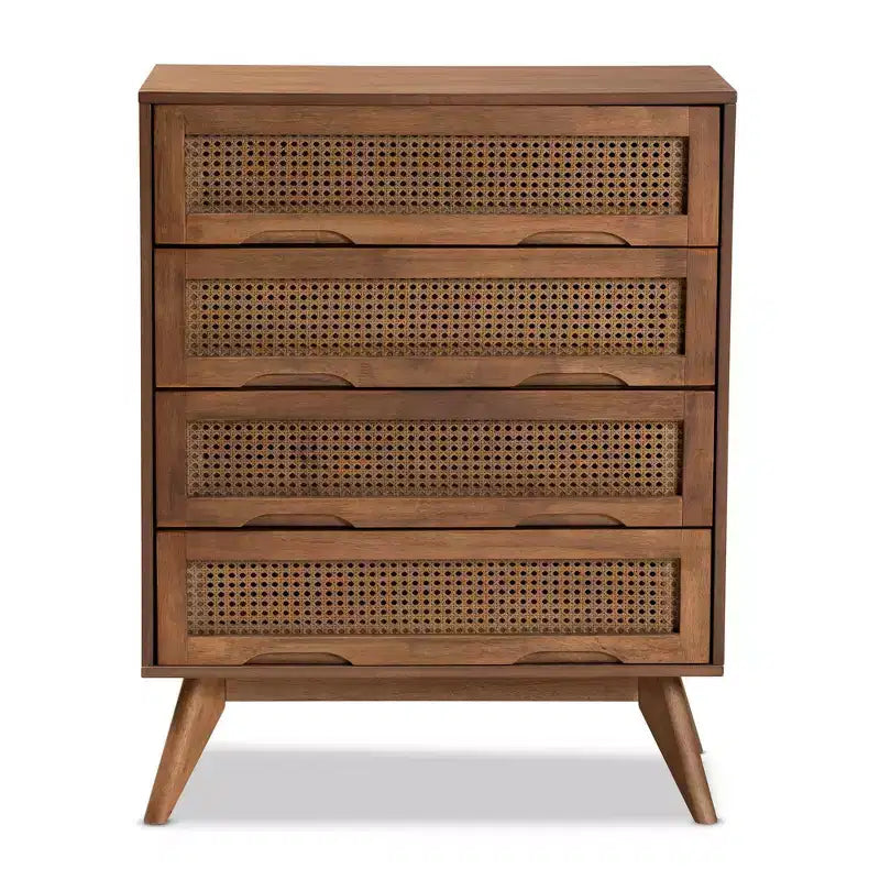 Coffre en rotin synthétique : Rangement 4 tiroirs pour chambre à coucher