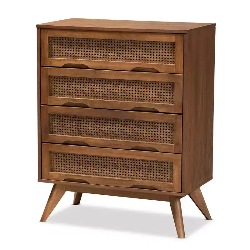 Coffre en rotin synthétique : Rangement 4 tiroirs pour chambre à coucher