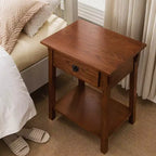 Table de chevet marron - Leick Home : Bois massif, style Mission, 71 cm de hauteur, avec tiroir, 14 kg