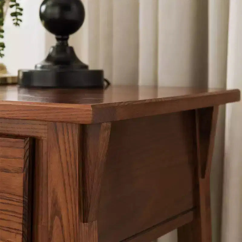 Table de chevet marron - Leick Home : Bois massif, style Mission, 71 cm de hauteur, avec tiroir, 14 kg