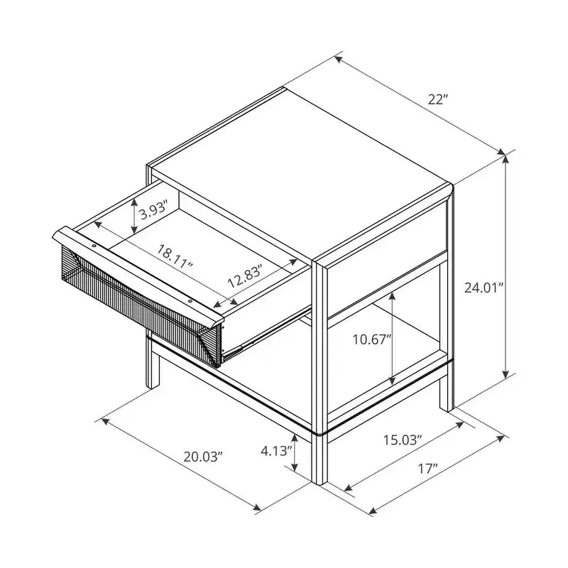Table d'appoint Withania - Threshold™ : Bois composite, meuble de rangement décoratif avec tiroir