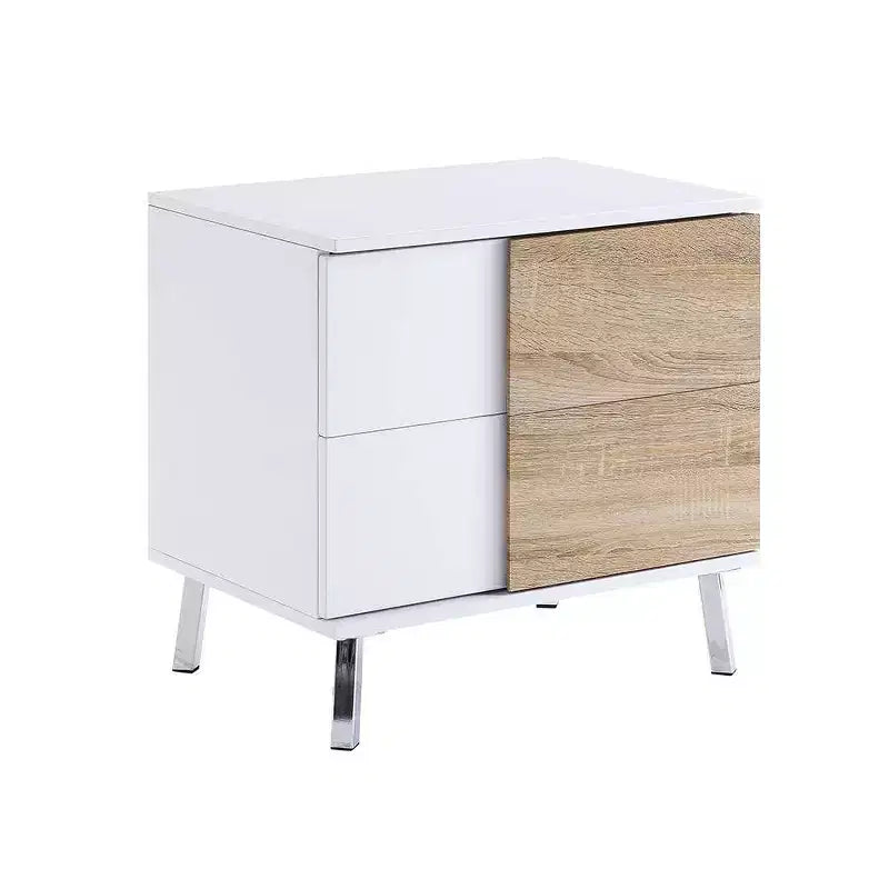 Acme Furniture Verux Table d'appoint 22 po Blanc laqué : Rectangulaire moderne avec pieds fuselés et tiroir de rangement