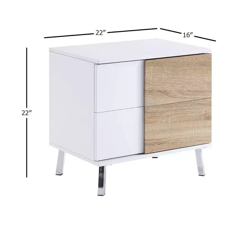 Acme Furniture Verux Table d'appoint 22 po Blanc laqué : Rectangulaire moderne avec pieds fuselés et tiroir de rangement
