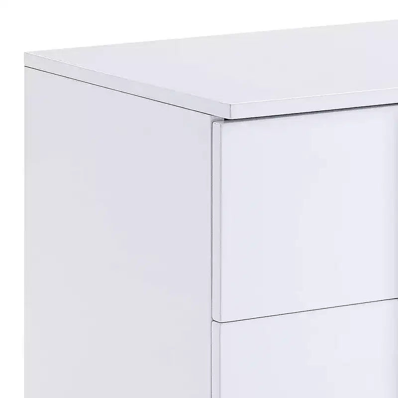 Acme Furniture Verux Table d'appoint 22 po Blanc laqué : Rectangulaire moderne avec pieds fuselés et tiroir de rangement