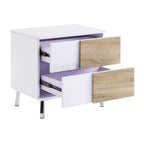 Acme Furniture Verux Table d'appoint 22 po Blanc laqué : Rectangulaire moderne avec pieds fuselés et tiroir de rangement