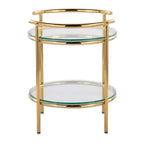 Table d'appoint Rhonda Doré/Verre transparent - LumiSource : Art Déco, Conception à plusieurs niveaux, Forme ovale, Hauteur 56 cm
