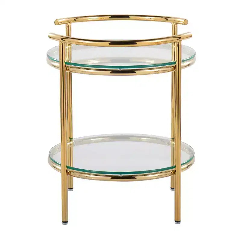 Table d'appoint Rhonda Doré/Verre transparent - LumiSource : Art Déco, Conception à plusieurs niveaux, Forme ovale, Hauteur 56 cm
