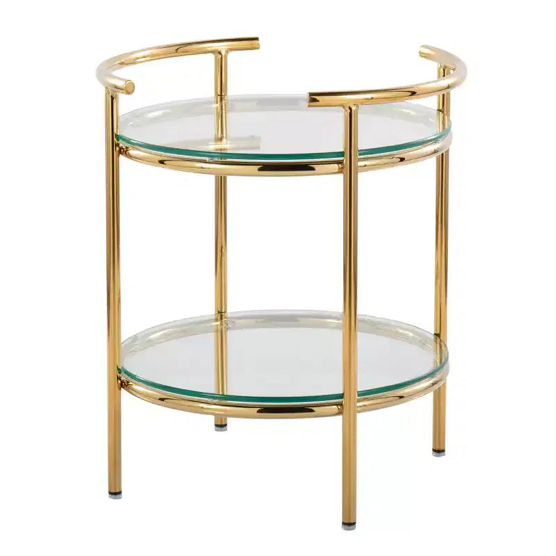 Table d'appoint Rhonda Doré/Verre transparent - LumiSource : Art Déco, Conception à plusieurs niveaux, Forme ovale, Hauteur 56 cm