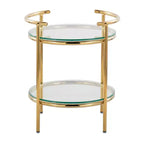 Table d'appoint Rhonda Doré/Verre transparent - LumiSource : Art Déco, Conception à plusieurs niveaux, Forme ovale, Hauteur 56 cm