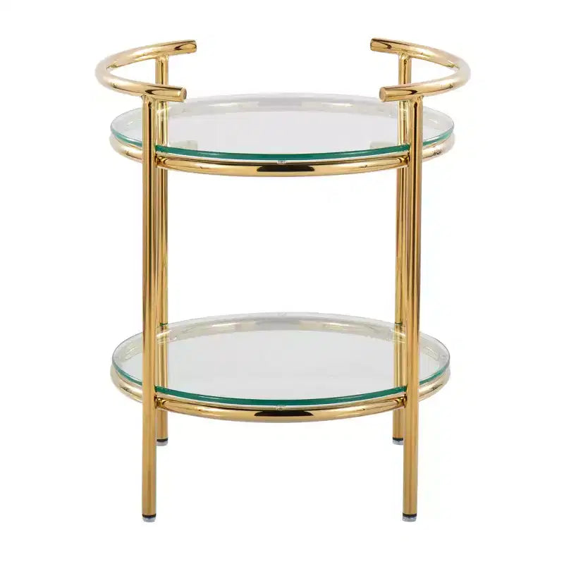 Table d'appoint Rhonda Doré/Verre transparent - LumiSource : Art Déco, Conception à plusieurs niveaux, Forme ovale, Hauteur 56 cm