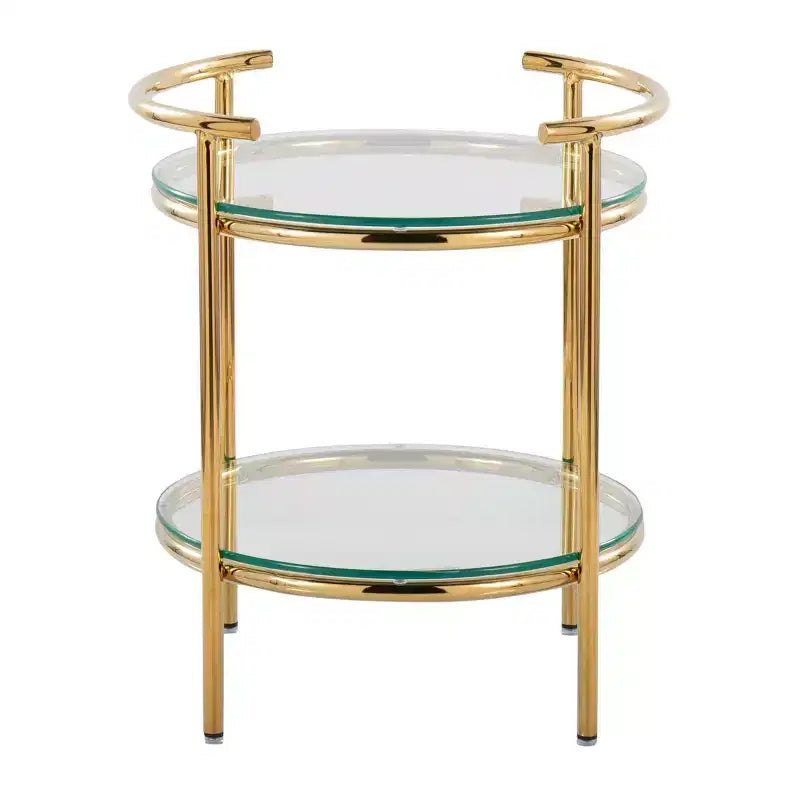 Table d'appoint Rhonda Doré/Verre transparent - LumiSource : Art Déco, Conception à plusieurs niveaux, Forme ovale, Hauteur 56 cm