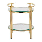 Table d'appoint Rhonda Doré/Verre transparent - LumiSource : Art Déco, Conception à plusieurs niveaux, Forme ovale, Hauteur 56 cm