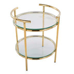 Table d'appoint Rhonda Doré/Verre transparent - LumiSource : Art Déco, Conception à plusieurs niveaux, Forme ovale, Hauteur 56 cm