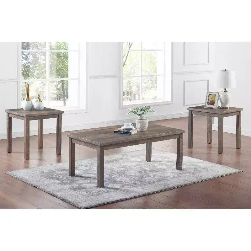 Ensemble table basse et 2 tables d'appoint Brunsin blanc antique - miBasics