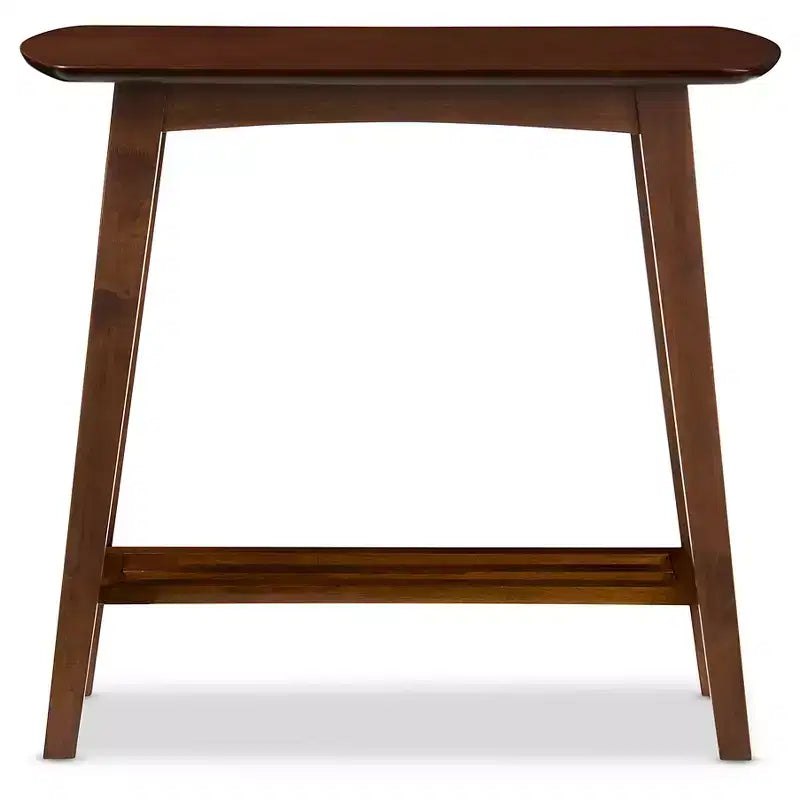 Sacramento - Table console de style scandinave moderne du milieu du siècle - Noyer foncé - Baxton Studio : Bois d'hévéa avec étagère ouverte