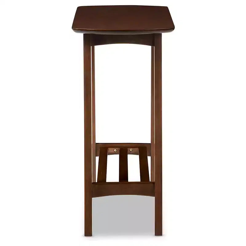 Sacramento - Table console de style scandinave moderne du milieu du siècle - Noyer foncé - Baxton Studio : Bois d'hévéa avec étagère ouverte