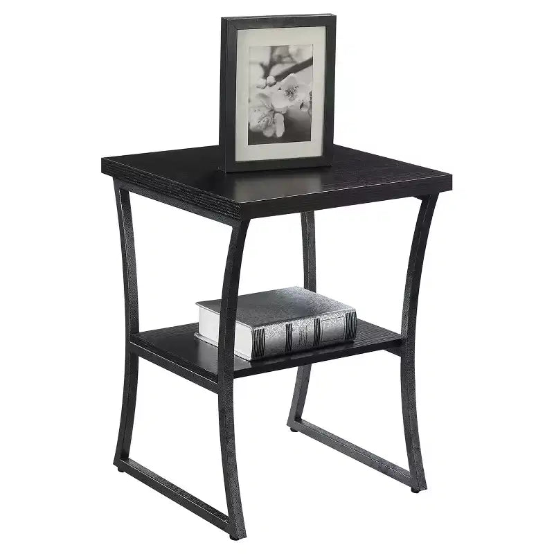 Table d'appoint X Calibur Espresso/Gris ardoise - Breighton Home : Cadre durable, Étagère inférieure, Design moderne
