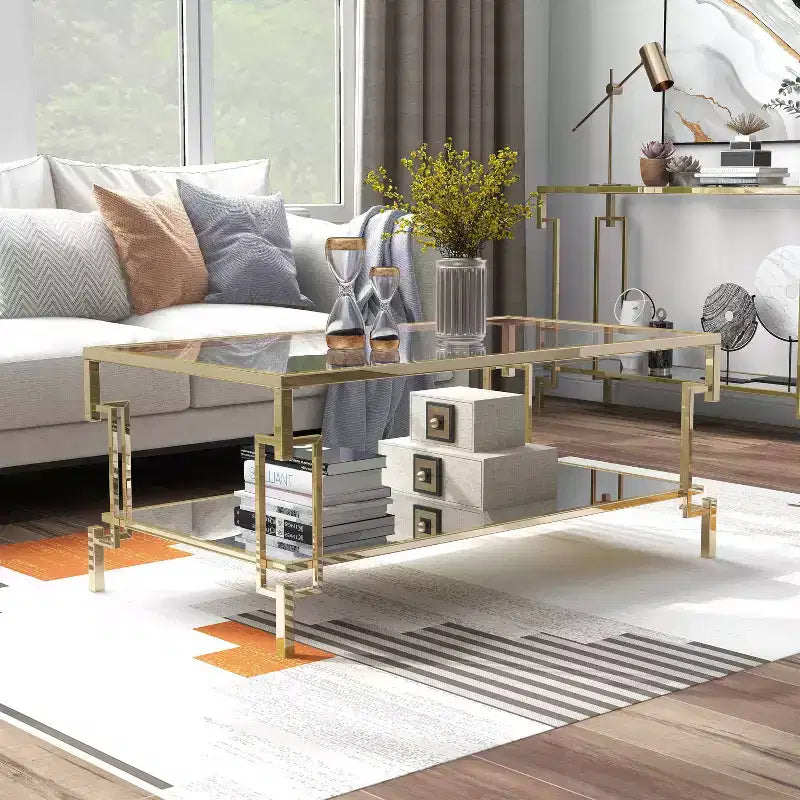 Ensemble de 3 tables basses contemporaines Costa Mesa Champagne - miBasics