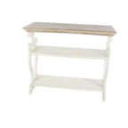 Console en bois de ferme blanc cassé - Olivia & May : 2 étagères, profil haut