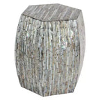 Wood and Shell Hexagon Accent Table - Olivia & May: Capiz Boho Style, No Assembly Required