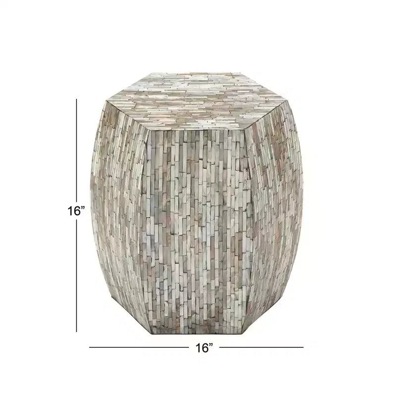 Table d'appoint hexagonale en bois et coquillage - Olivia & May : Style bohème Capiz, aucun assemblage requis