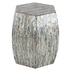 Table d'appoint hexagonale en bois et coquillage - Olivia & May : Style bohème Capiz, aucun assemblage requis