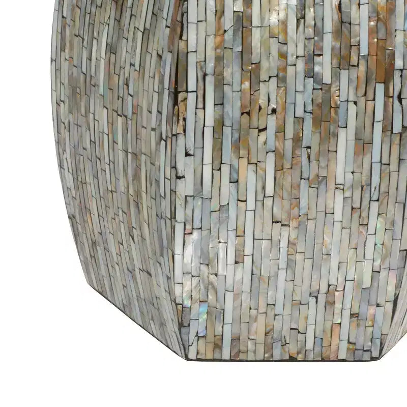 Table d'appoint hexagonale en bois et coquillage - Olivia & May : Style bohème Capiz, aucun assemblage requis