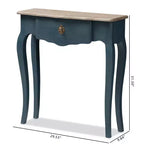Table console Mazarine Classic and Provincial Spruce Finished Bleue - Baxton Studio : Design mince et élégant, idéal pour les petits espaces