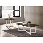 Ensemble table basse et bouts de canapé Grinta chêne - miBasics : Style transitionnel, bord naturel, base en métal