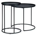 Table gigogne en métal Lipton 2 pcs noir - WyndenHall : style industriel, ronde, plateau amovible, pieds élégants