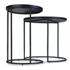 Table gigogne en métal Lipton 2 pcs noir - WyndenHall : style industriel, ronde, plateau amovible, pieds élégants