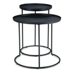 Table gigogne en métal Lipton 2 pcs noir - WyndenHall : style industriel, ronde, plateau amovible, pieds élégants
