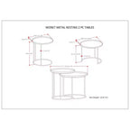 Table gigogne en métal Lipton 2 pcs noir - WyndenHall : style industriel, ronde, plateau amovible, pieds élégants