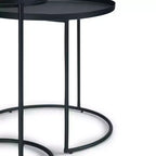 Table gigogne en métal Lipton 2 pcs noir - WyndenHall : style industriel, ronde, plateau amovible, pieds élégants