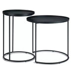 Table gigogne en métal Lipton 2 pcs noir - WyndenHall : style industriel, ronde, plateau amovible, pieds élégants