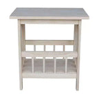Table d'appoint inachevée Mission Magazine - International Concepts : Cadre en bois franc, Rangement, Pieds en bois, Forme rectangulaire, 23,2" de hauteur