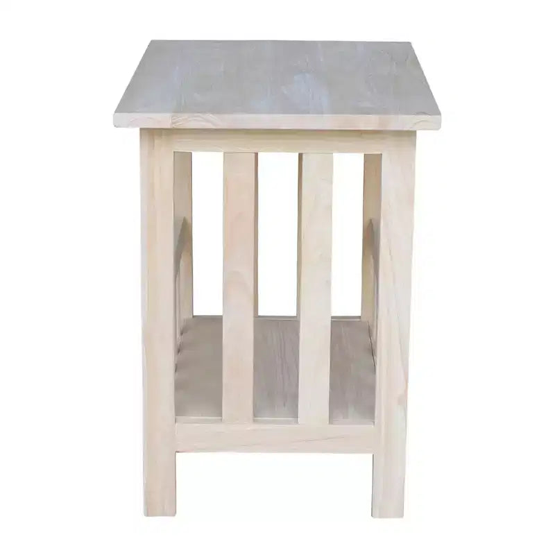 Table d'appoint inachevée Mission Magazine - International Concepts : Cadre en bois franc, Rangement, Pieds en bois, Forme rectangulaire, 23,2" de hauteur