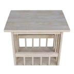 Table d'appoint inachevée Mission Magazine - International Concepts : Cadre en bois franc, Rangement, Pieds en bois, Forme rectangulaire, 23,2" de hauteur