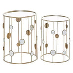 Set of 2 Contemporary Metal Accent Tables with Mirrored Top Gold - Olivia & May: No Assembly, Iron Frame