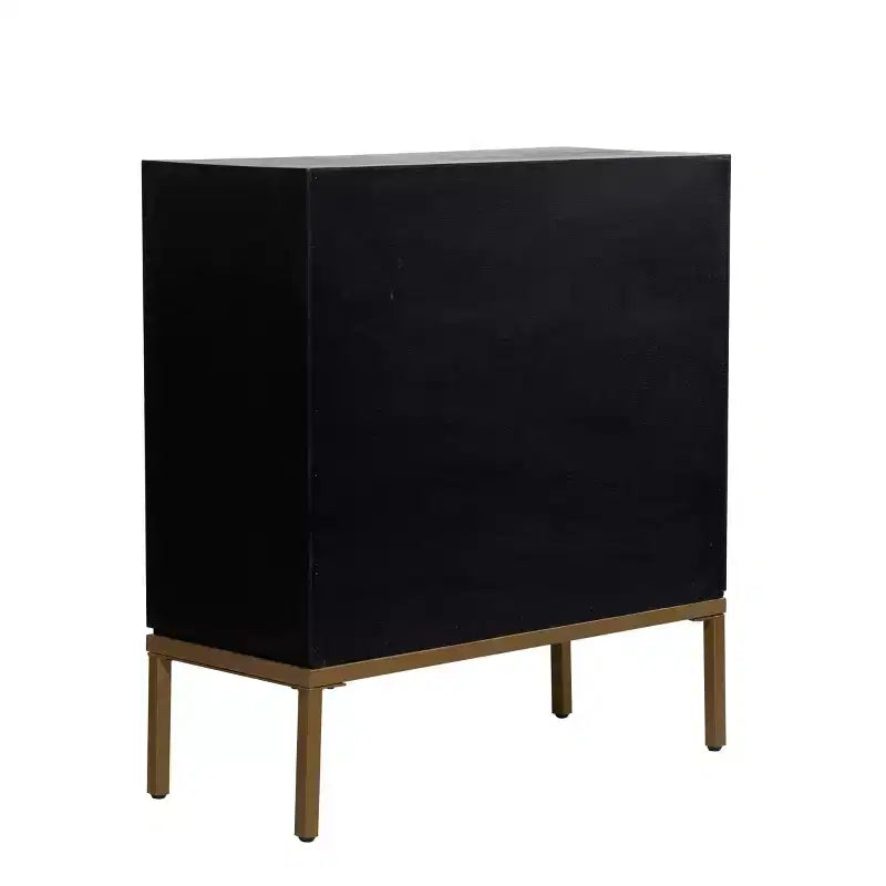 Armoire en bois contemporaine bronze : Rangement chic, aucun assemblage requis, utilisation en intérieur, poignées en métal