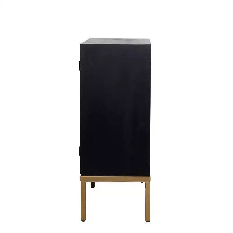 Armoire en bois contemporaine bronze : Rangement chic, aucun assemblage requis, utilisation en intérieur, poignées en métal