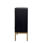 Armoire en bois contemporaine bronze : Rangement chic, aucun assemblage requis, utilisation en intérieur, poignées en métal