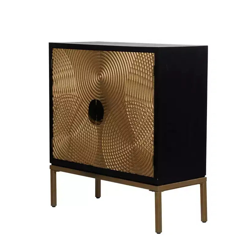 Armoire en bois contemporaine bronze : Rangement chic, aucun assemblage requis, utilisation en intérieur, poignées en métal