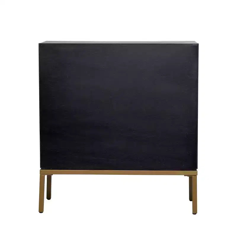 Armoire en bois contemporaine bronze : Rangement chic, aucun assemblage requis, utilisation en intérieur, poignées en métal