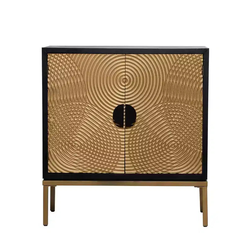 Armoire en bois contemporaine bronze : Rangement chic, aucun assemblage requis, utilisation en intérieur, poignées en métal
