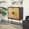 Armoire en bois contemporaine bronze : Rangement chic, aucun assemblage requis, utilisation en intérieur, poignées en métal